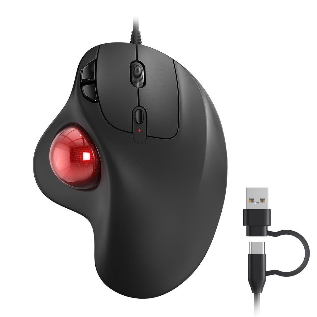 Wired Trackball Mouse Ergonomic Thumb Control H14679