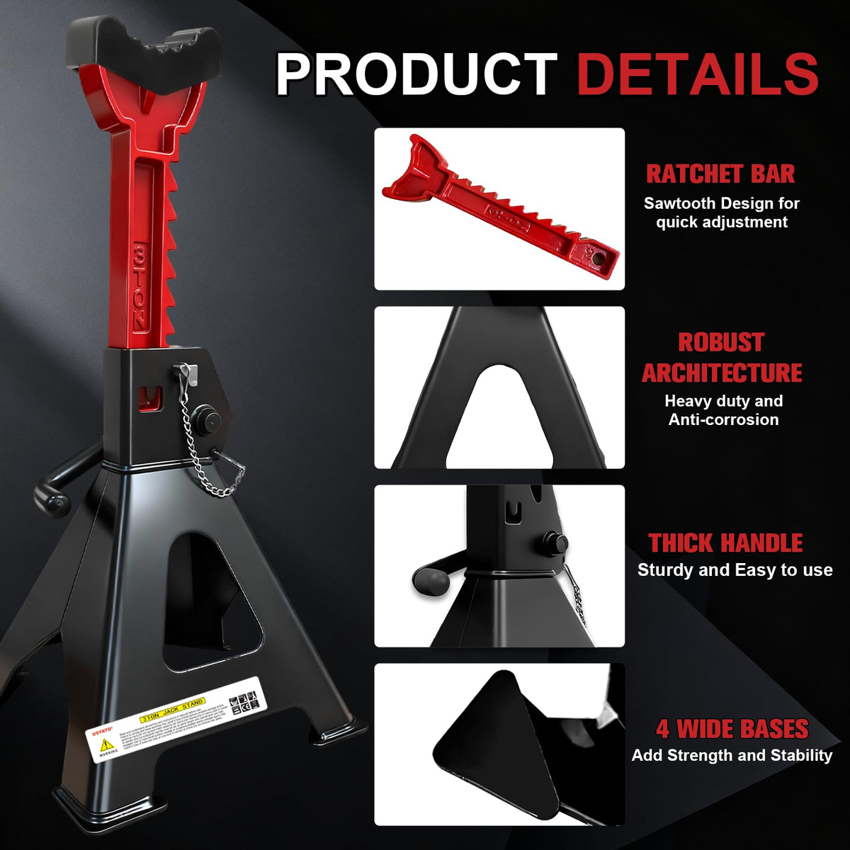 3 Ton Heavy Duty Car Jack Stands with Double Locking N7123