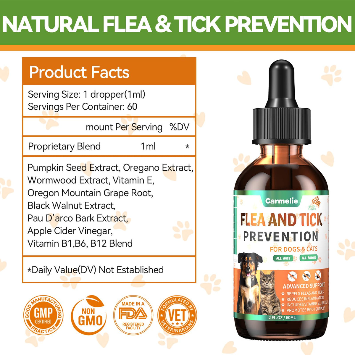 Flea and Tick Prevention for Dogs and Cats 60ml F1941