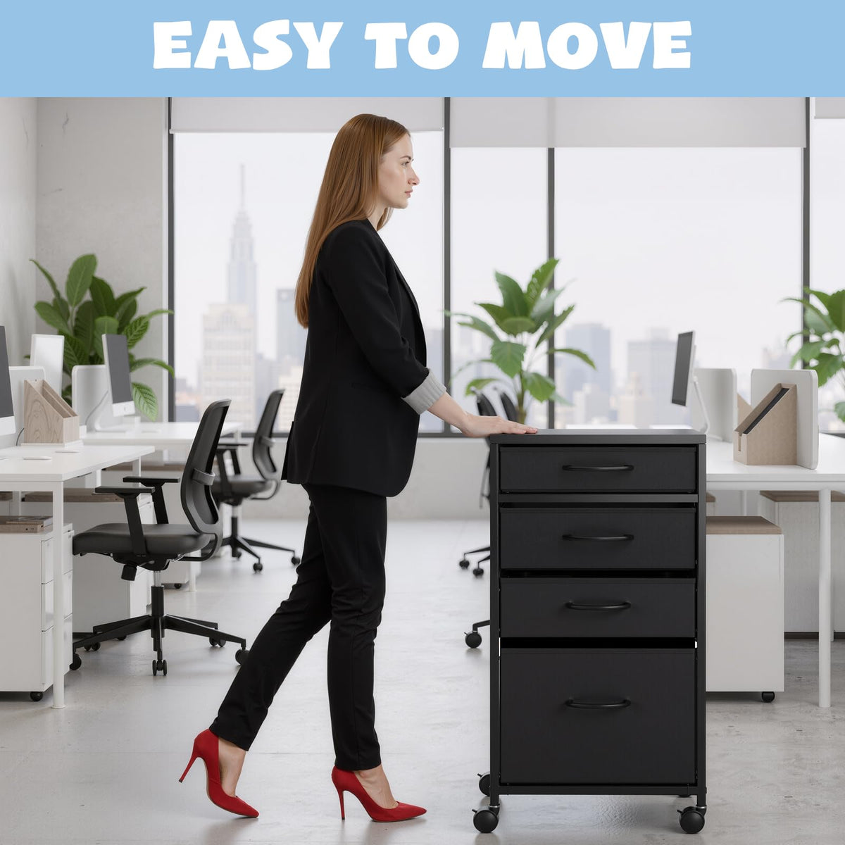 4 Drawer Rolling File Cabinet with Wheels O77566