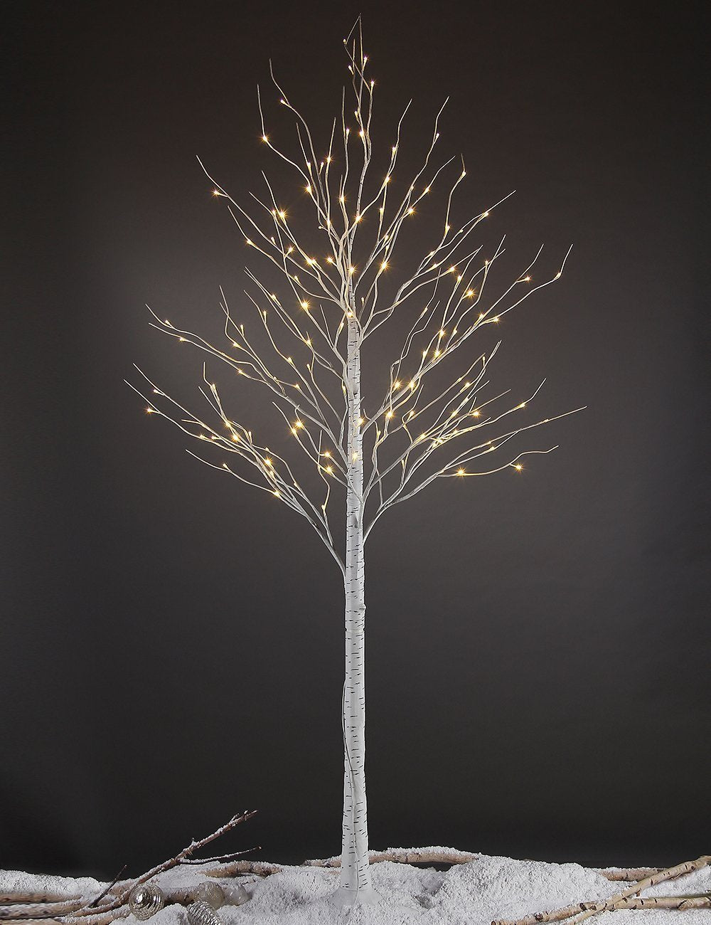 8FT 132 LED Birch Tree Warm White C6894