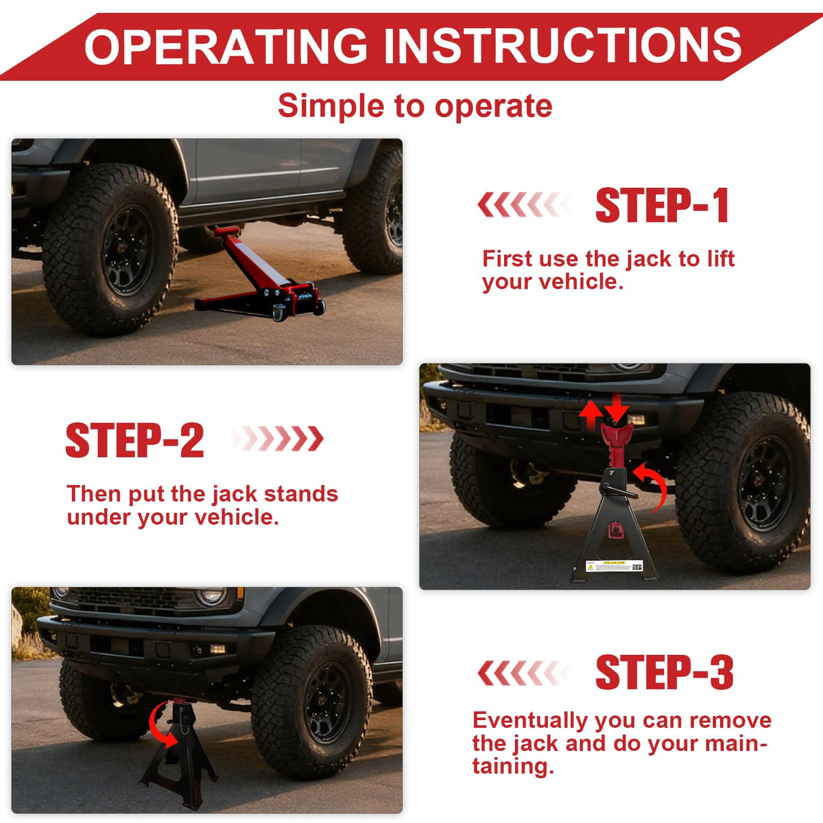 3 Ton Heavy Duty Car Jack Stands with Double Locking N7123
