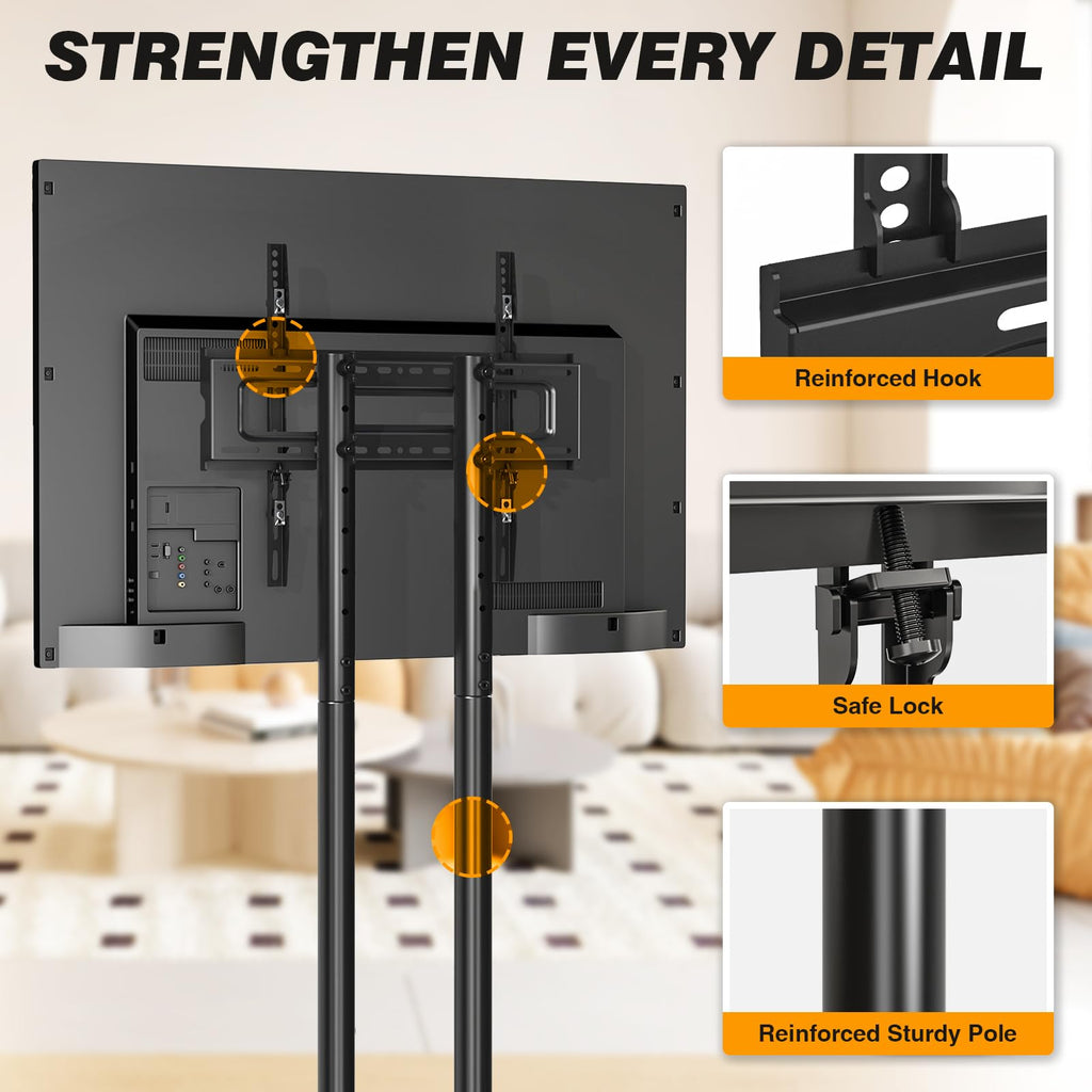 Dual-Pole Rolling TV Stand for 32-75 inch TVs V74117