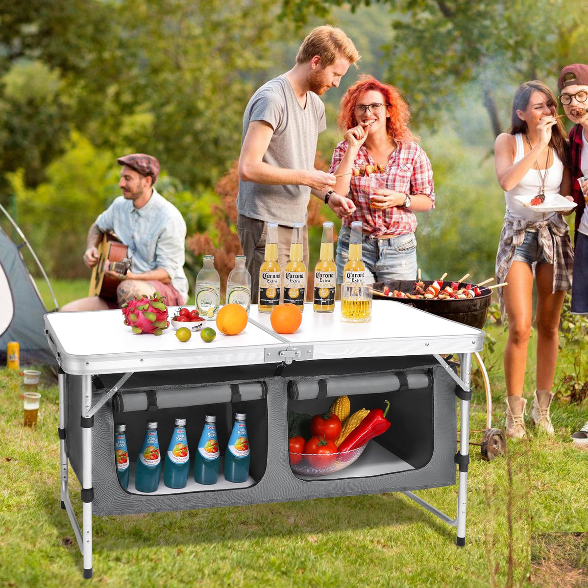 Camping Folding Aluminum Table with Adjustable Legs W3584