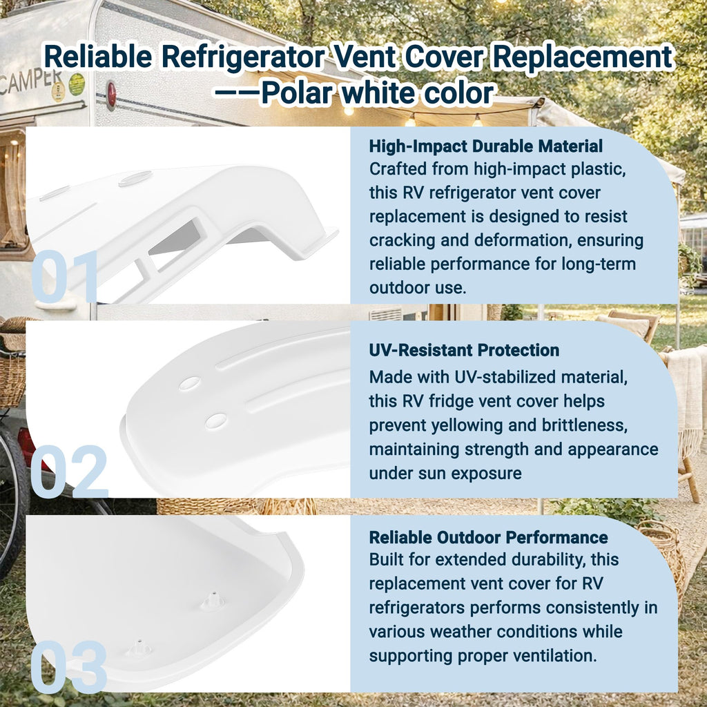 White RV Refrigerator Vent Cover Replacement E8278