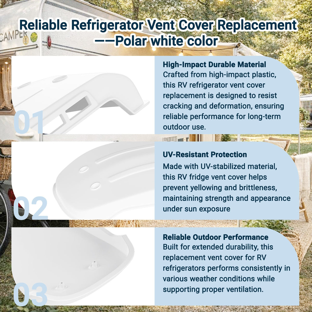 White RV Refrigerator Vent Cover Replacement E8278