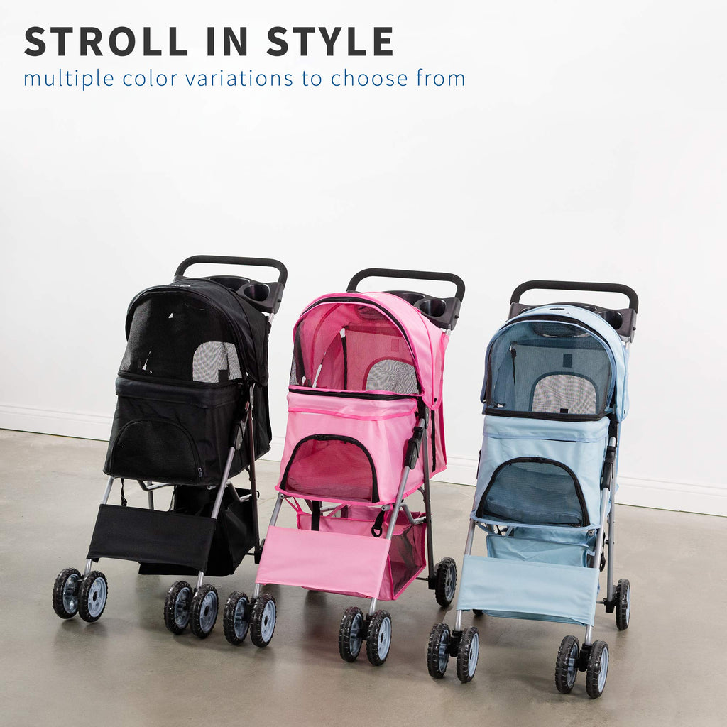 Black 4 Wheel Foldable Pet Stroller H9032