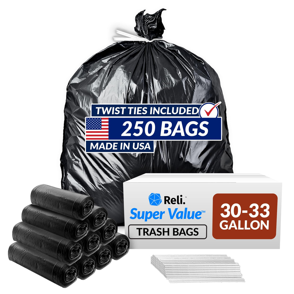 30 to 33 Gallon Heavy Duty Trash Bags Y898