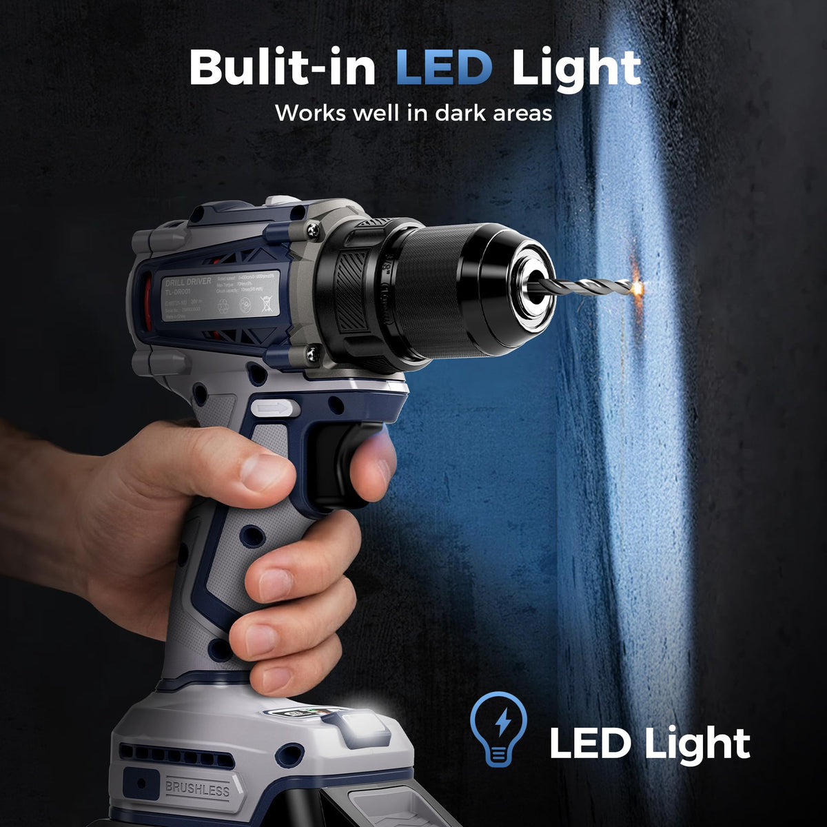 20V Cordless Brushless Power Drill with 2.0Ah Battery and Charger B4722