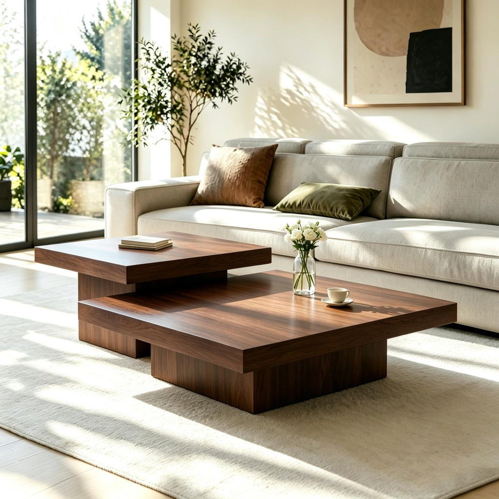 Coffee Table Set of 2 Square Wood Legs F795023