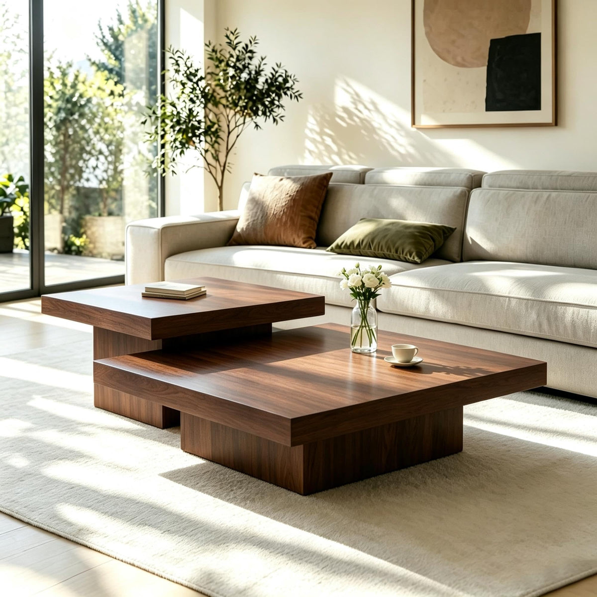Coffee Table Set of 2 Square Wood Legs F795023
