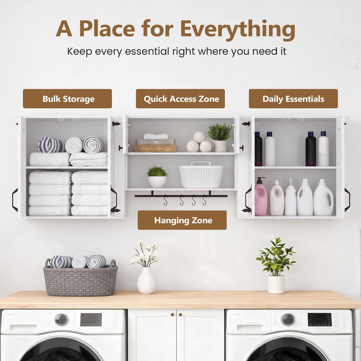 Wall Mounted Laundry Room Cabinet Set K462
