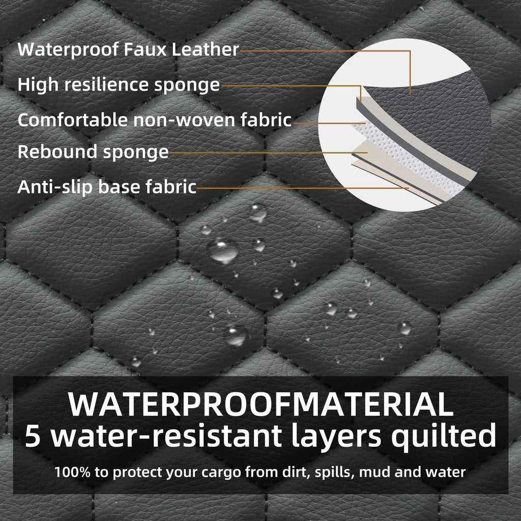 Leather Waterproof Car Seat Cover Full Set Black A53229