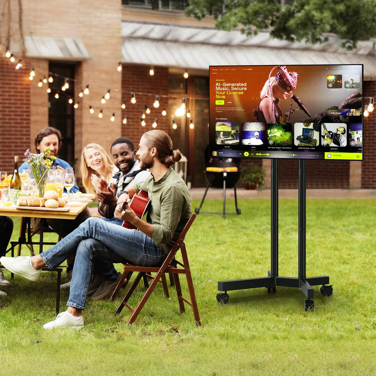 Dual-Pole Rolling TV Stand for 32-75 inch TVs V74117