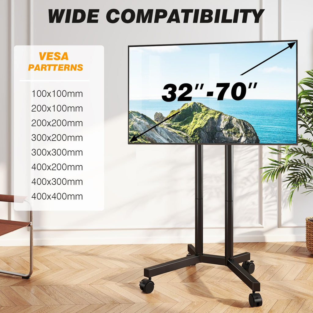 Dual-Pole Rolling TV Stand for 32-75 inch TVs V74117
