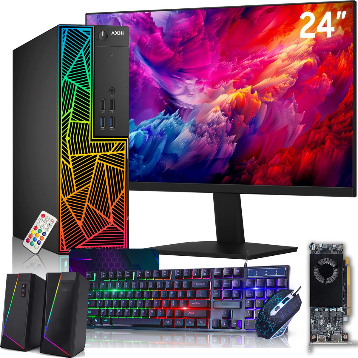 RGB Gaming Desktop PC with 24" FHD Monitor, 16GB DDR4 RAM, 512GB NVMe SSD B22050