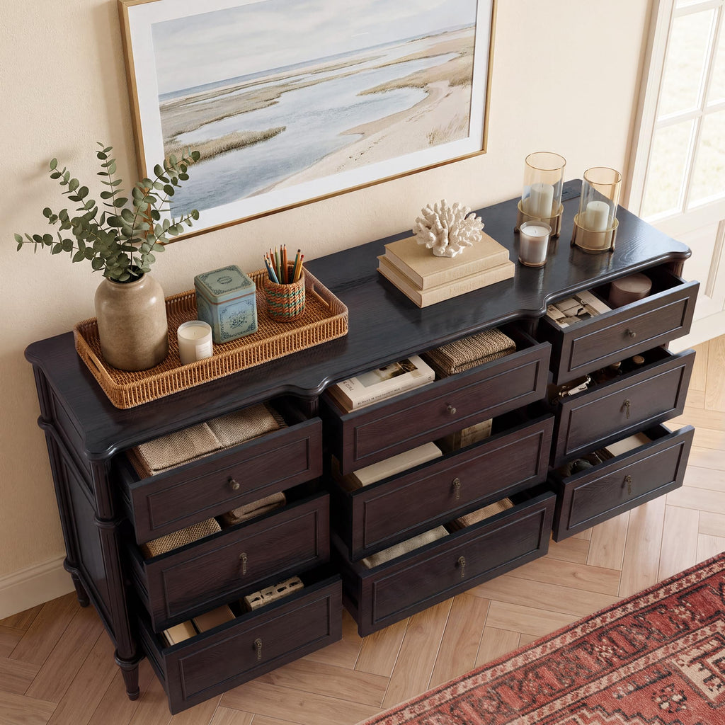Black 9 Drawer Wood Dresser W844556