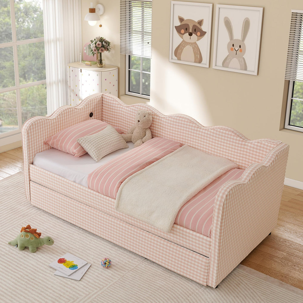 Twin Size Upholstered Daybed with Pop Up Trundle N423241