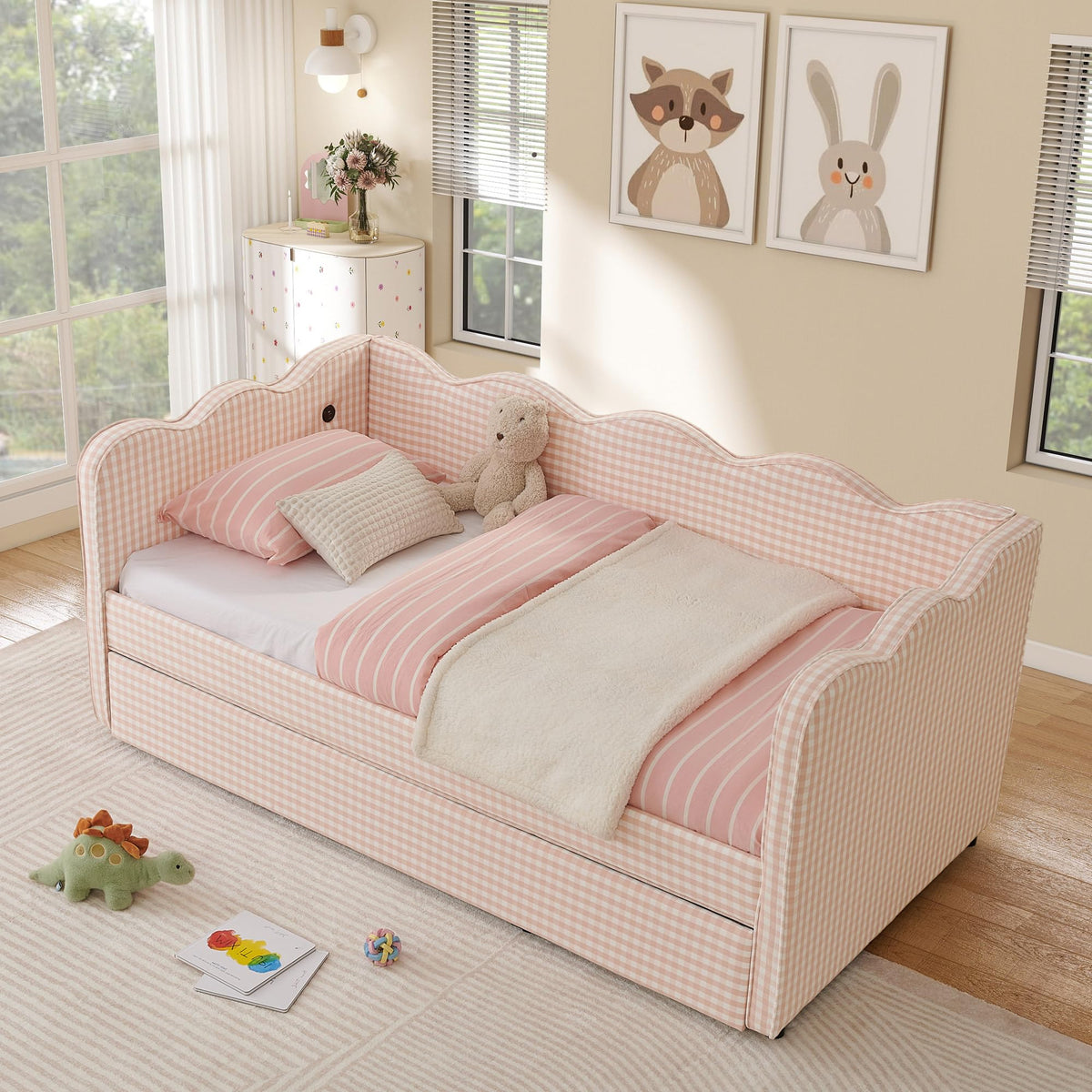Twin Size Upholstered Daybed with Pop Up Trundle N423241