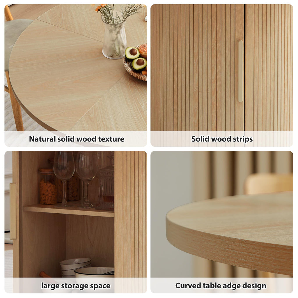 47 inch Round Dining Table for 4 with 2-Layer Storage Shelf U54112