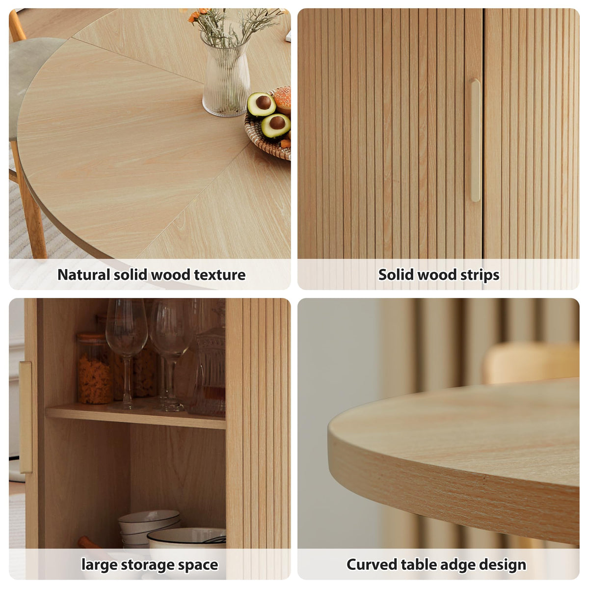 47 inch Round Dining Table for 4 with 2-Layer Storage Shelf U54112
