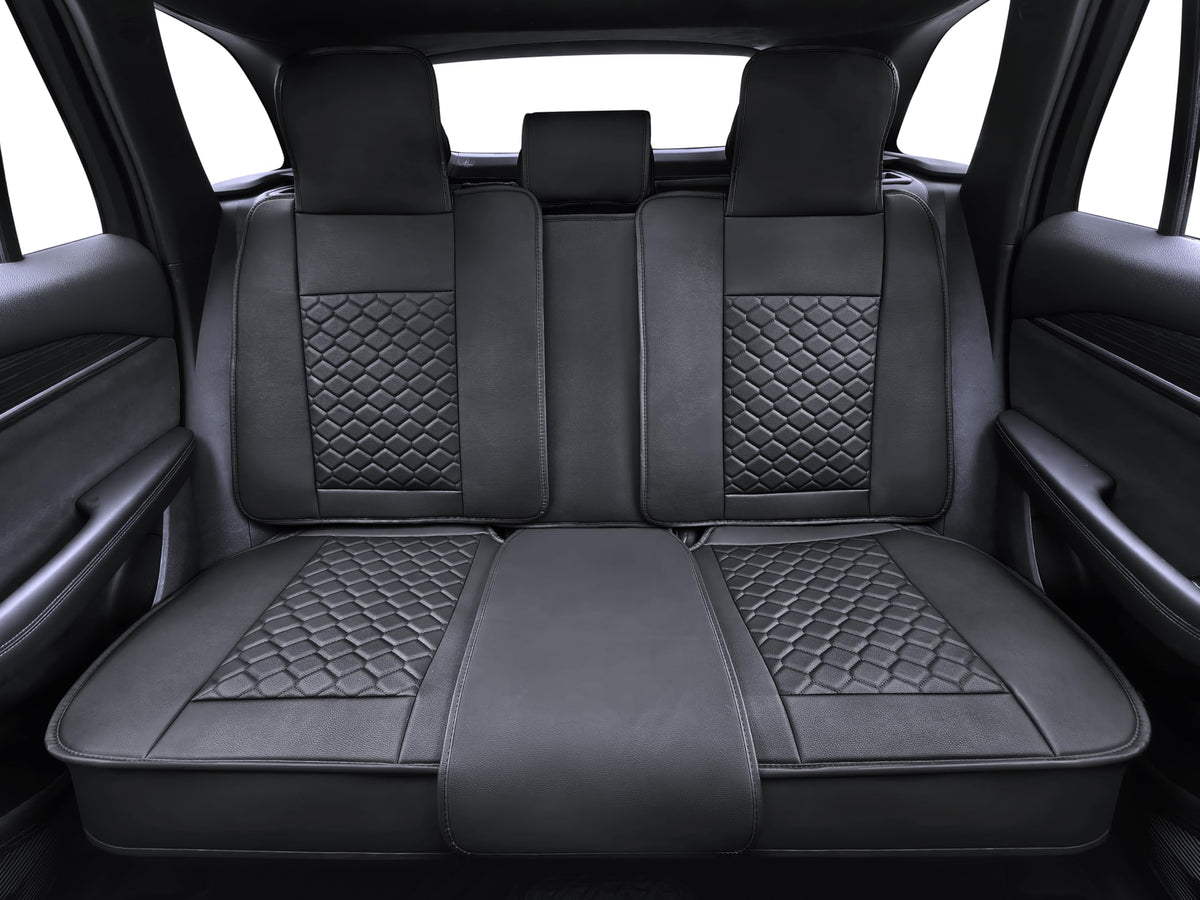 Leather Waterproof Car Seat Cover Full Set Black A53229