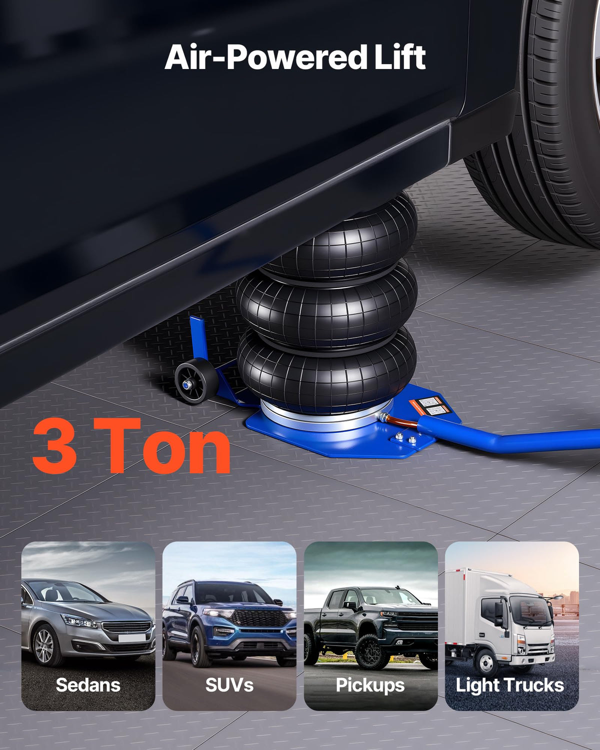 3 Ton Triple Bag Air Jack with Long Handle T188