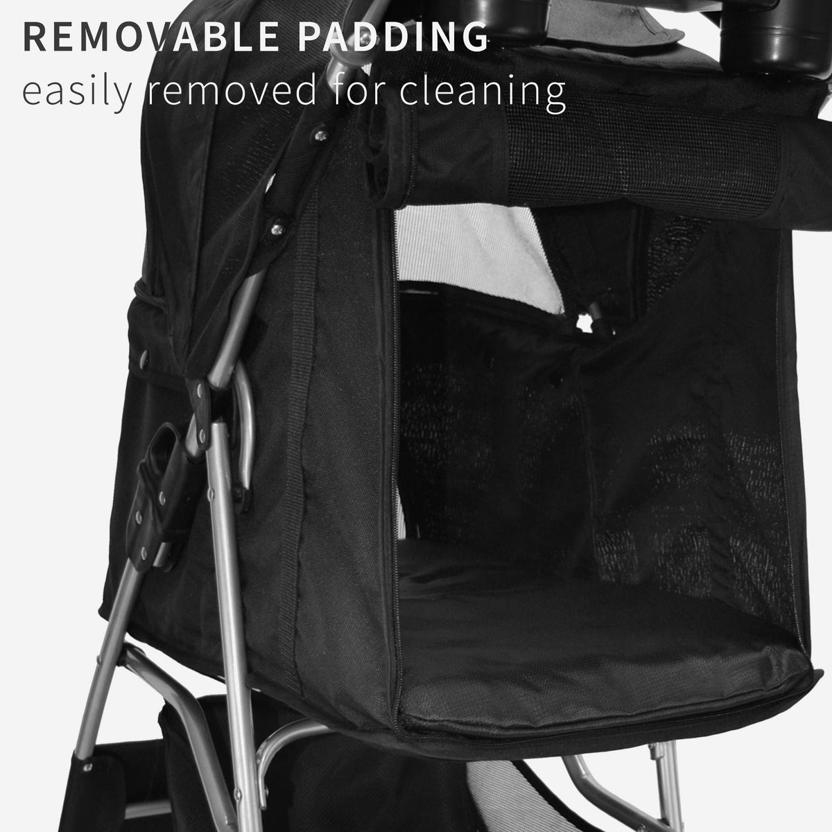 Black 4 Wheel Foldable Pet Stroller H9032