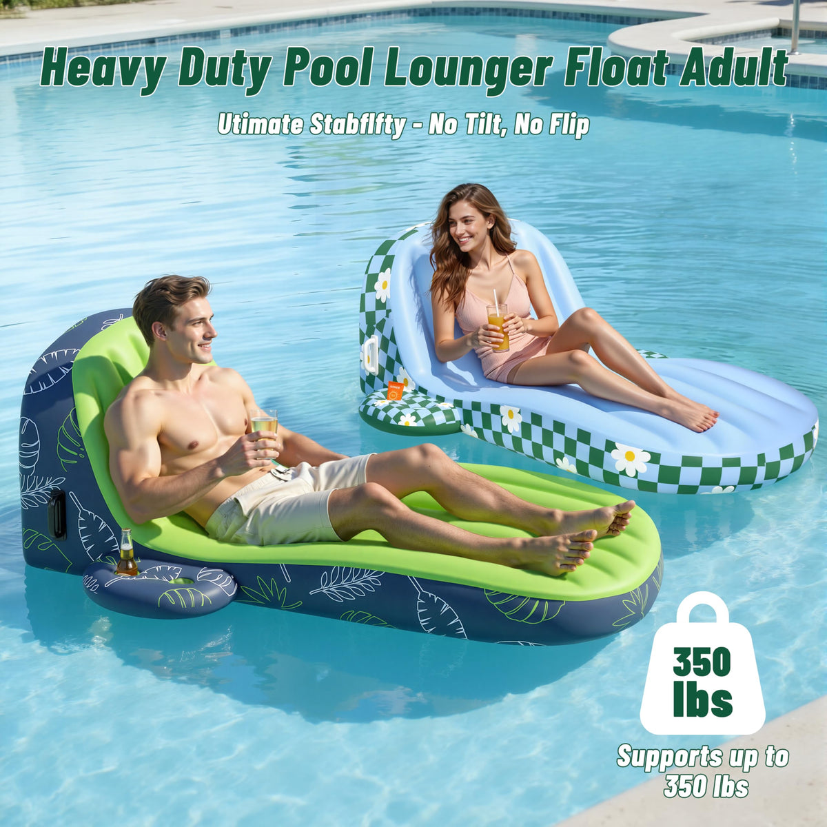 Inflatable Pool Lounger Float with Cup Holder S810
