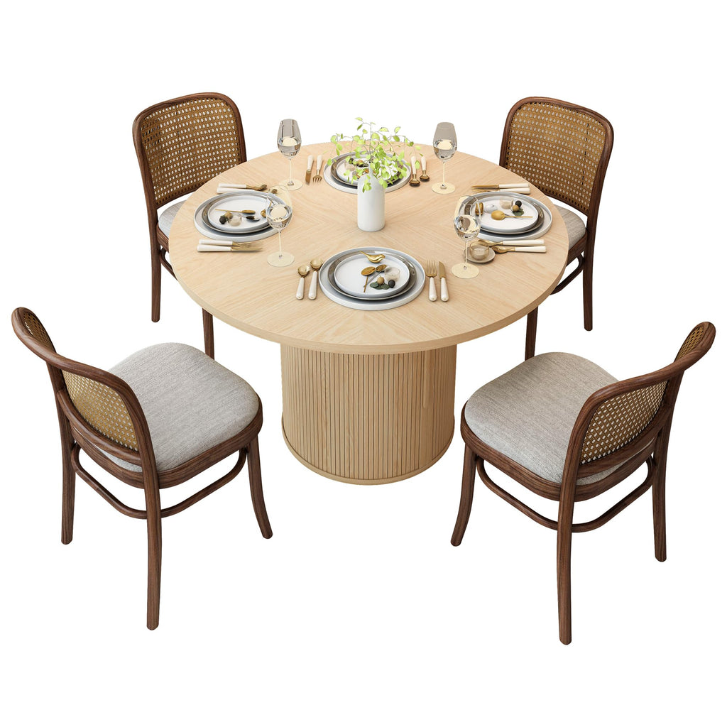 47 inch Round Dining Table for 4 with 2-Layer Storage Shelf U54112