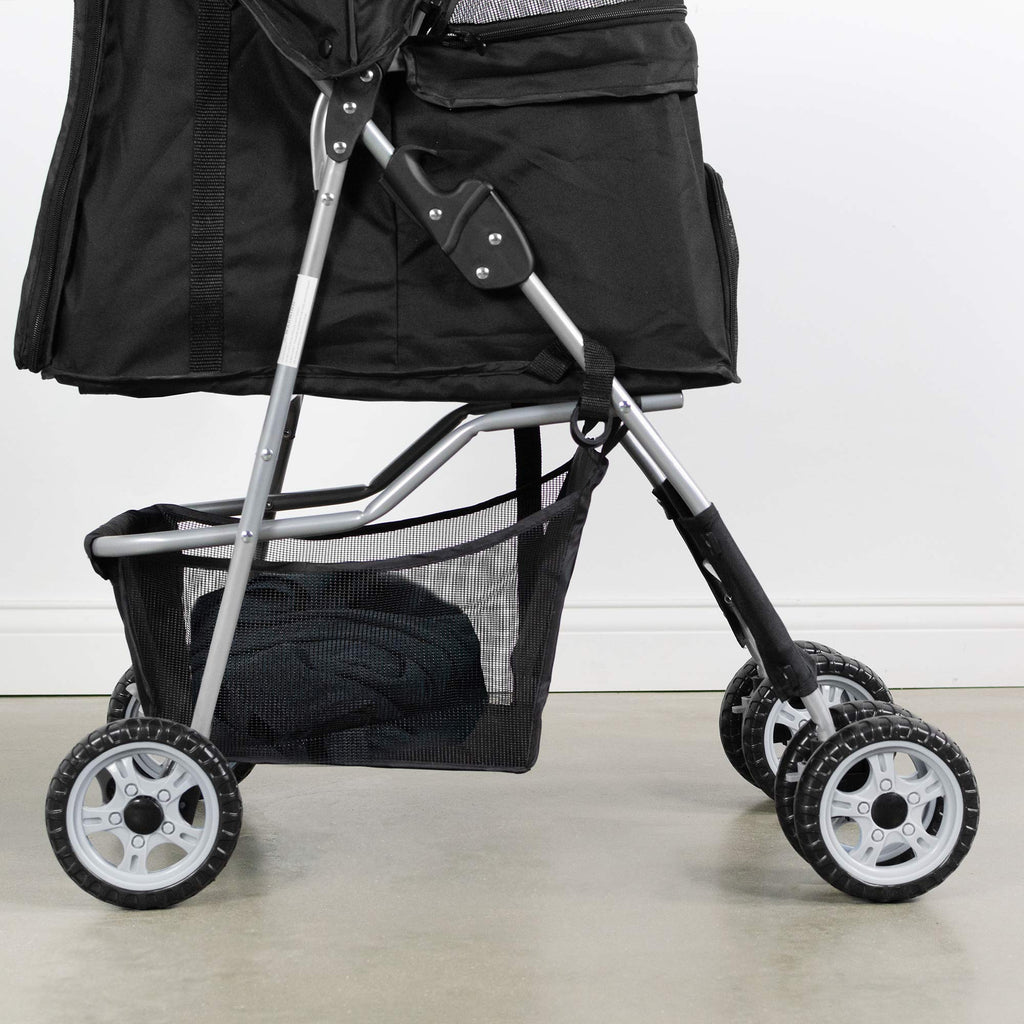Black 4 Wheel Foldable Pet Stroller H9032