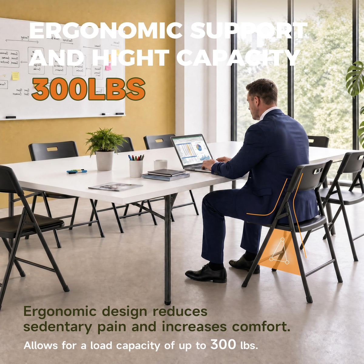 Black 10 Pack Steel Folding Chairs D9917
