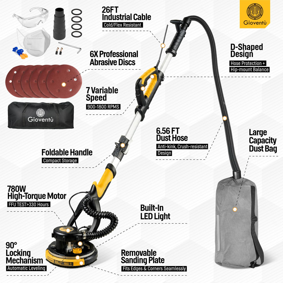Electric Drywall Sander with Vacuum A86446