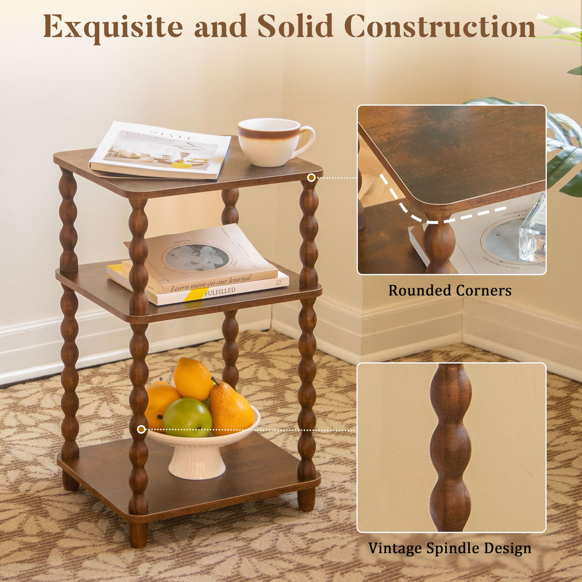 Small 3-Tier Side Table with Shelf X985615