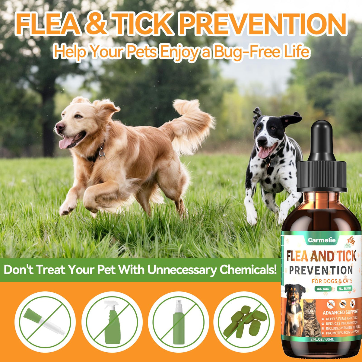 Flea and Tick Prevention for Dogs and Cats 60ml F1941
