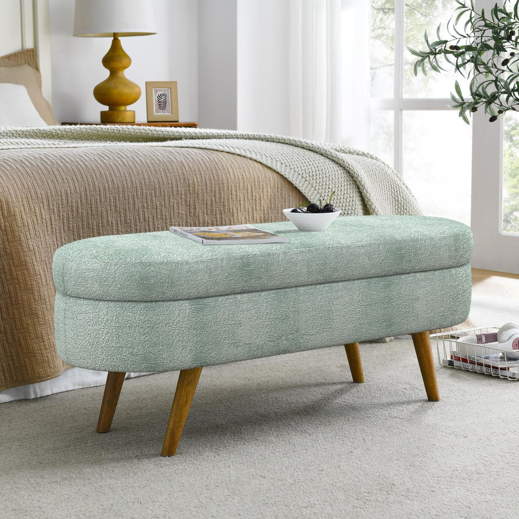 Oval Storage Bench with Rubber Wood Legs D1925