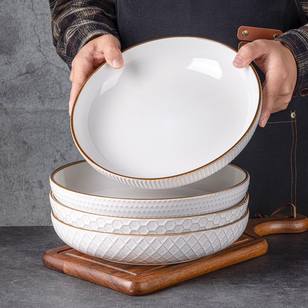 9.5'' 42 Ounce Stoneware Ceramic Pasta Bowls Set of 4 E9708