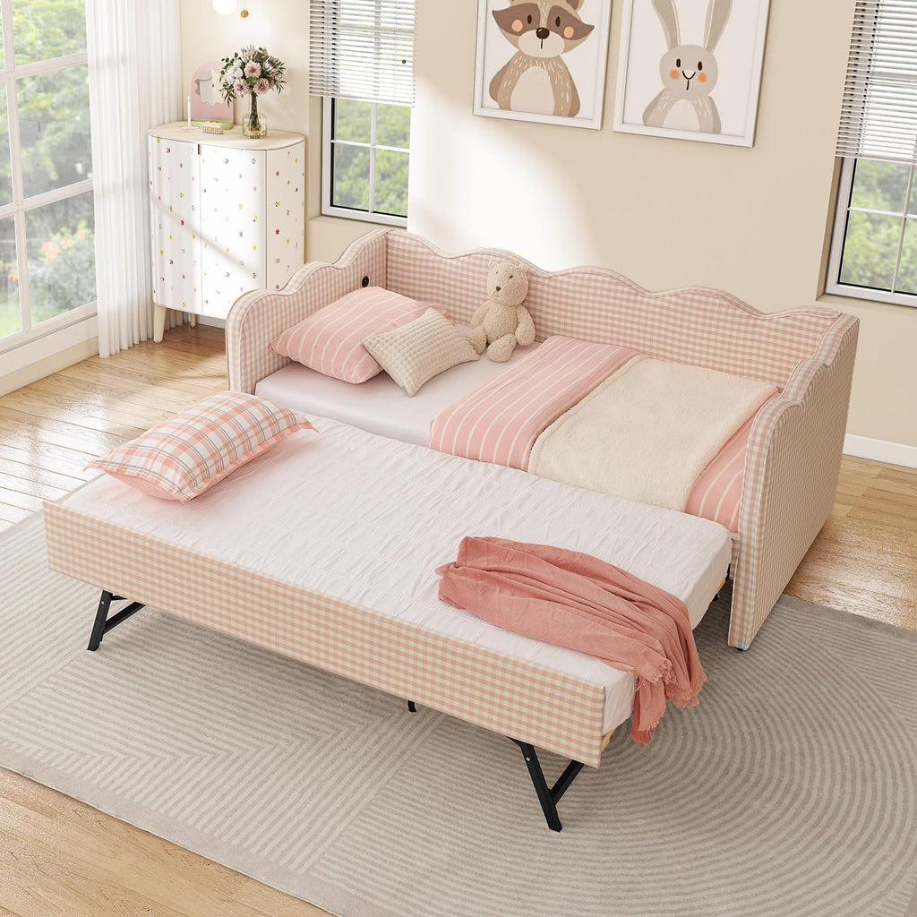 Twin Size Upholstered Daybed with Pop Up Trundle N423241
