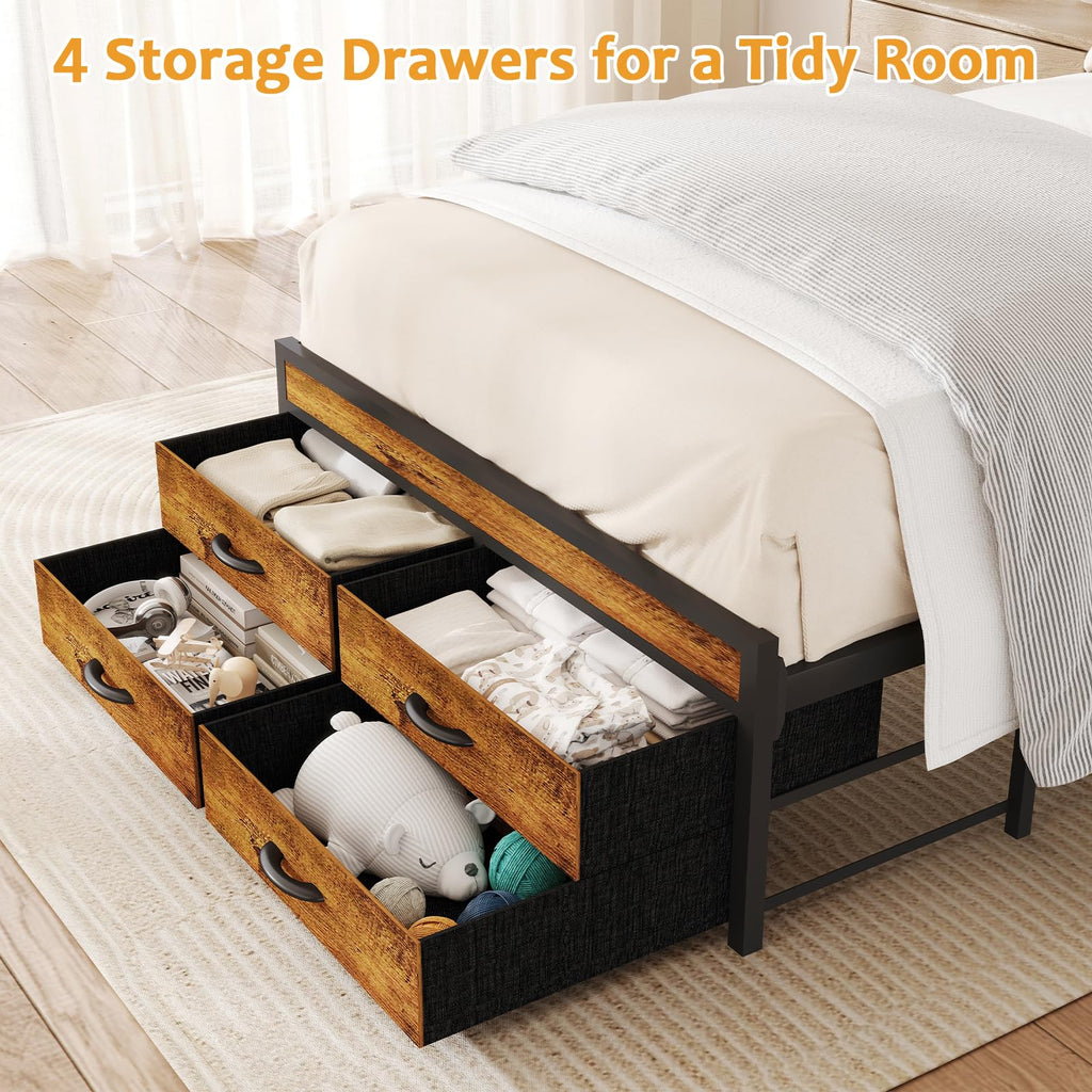 Twin Bed Frame with 2 Storage Drawers Z9233