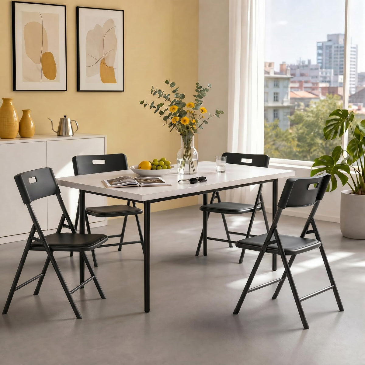 Black 10 Pack Steel Folding Chairs D9917