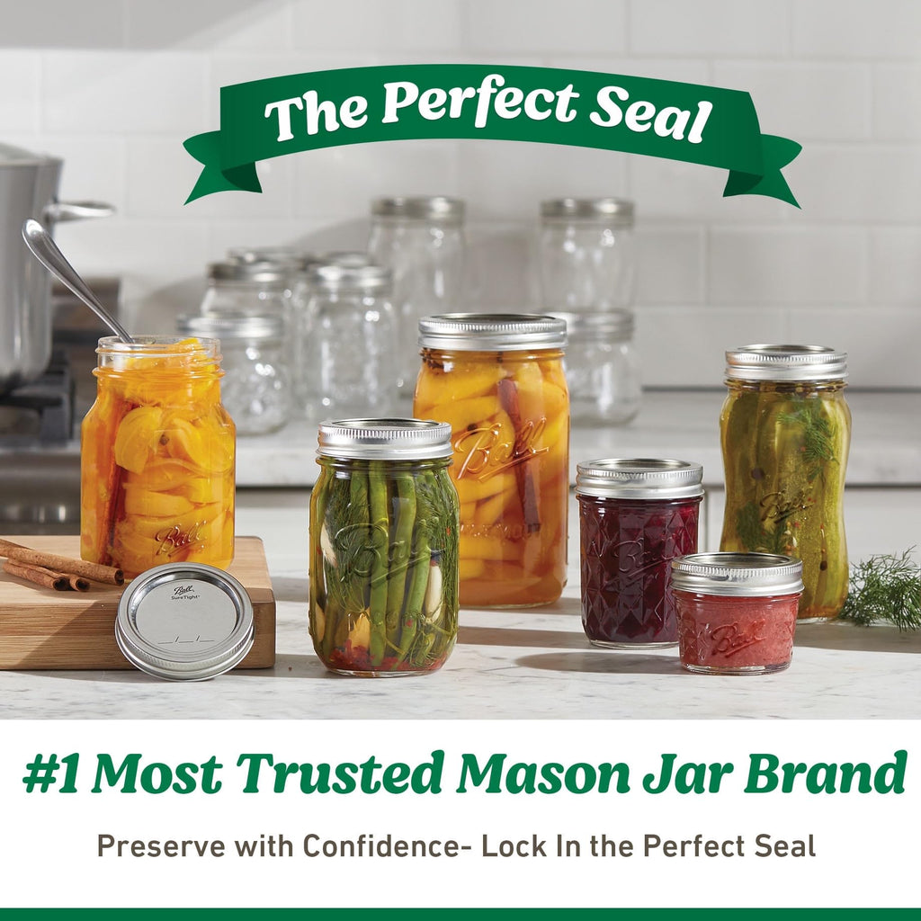 Regular Mouth Glass Mason Jars with Lids and Bands, Pint Size 16 Ounce (Pack of 12) R495