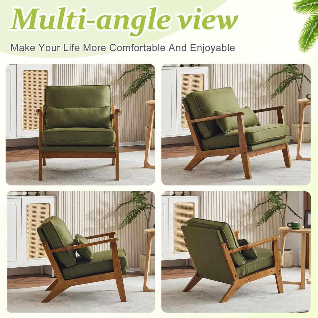 Green Linen Fabric Upholstered Accent Chair Set of 2 W227