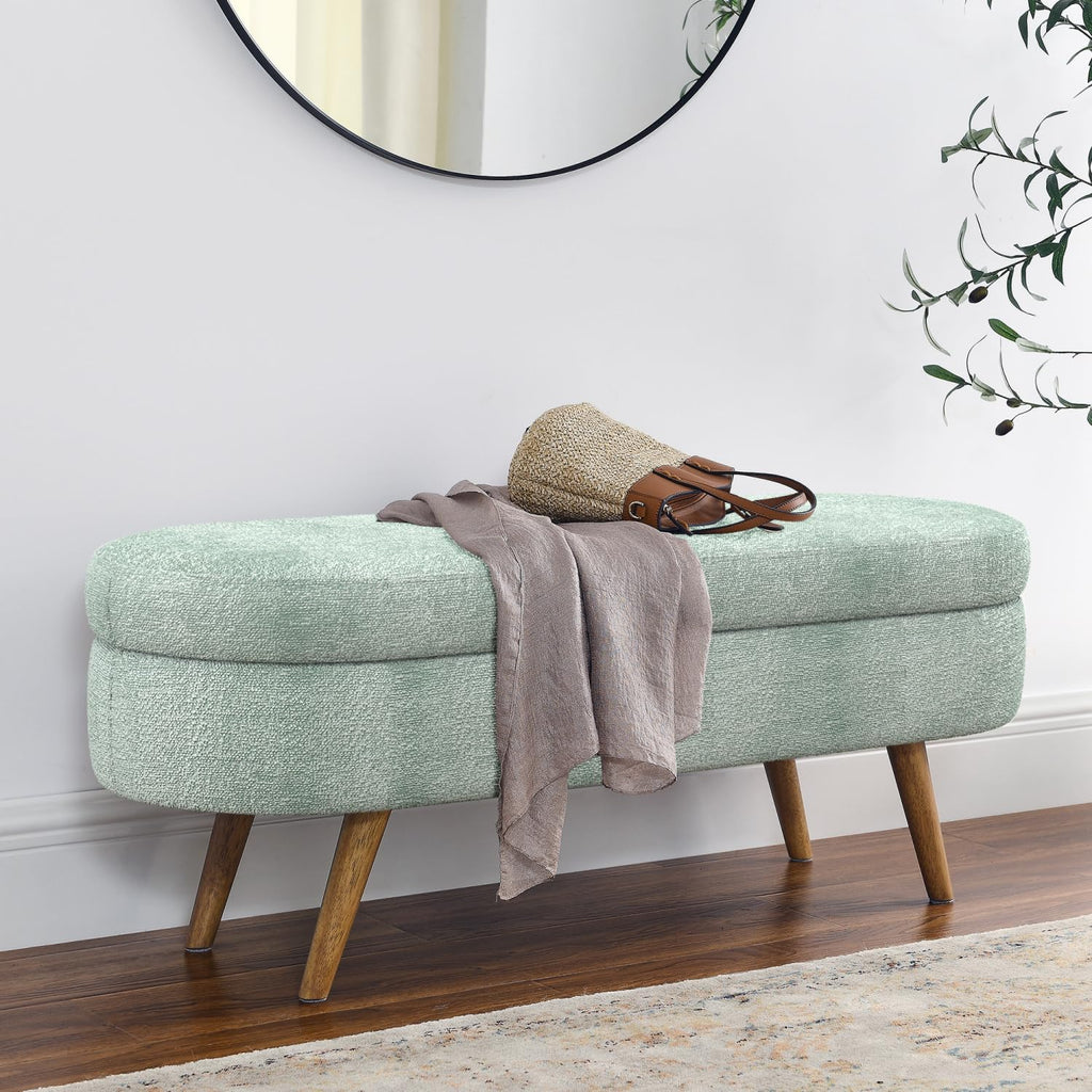 Oval Storage Bench with Rubber Wood Legs D1925