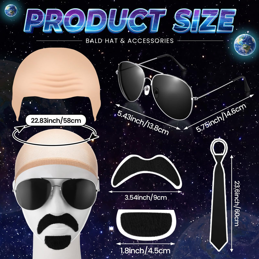 30 Pcs Bald Caps Costume Accessories Kit K515