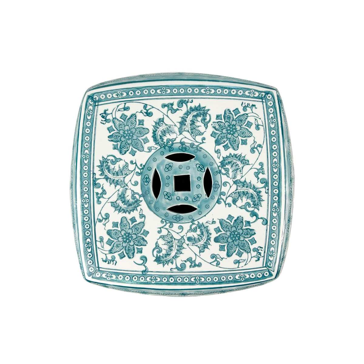 Teal Blue Ceramic Garden Stool Q46546