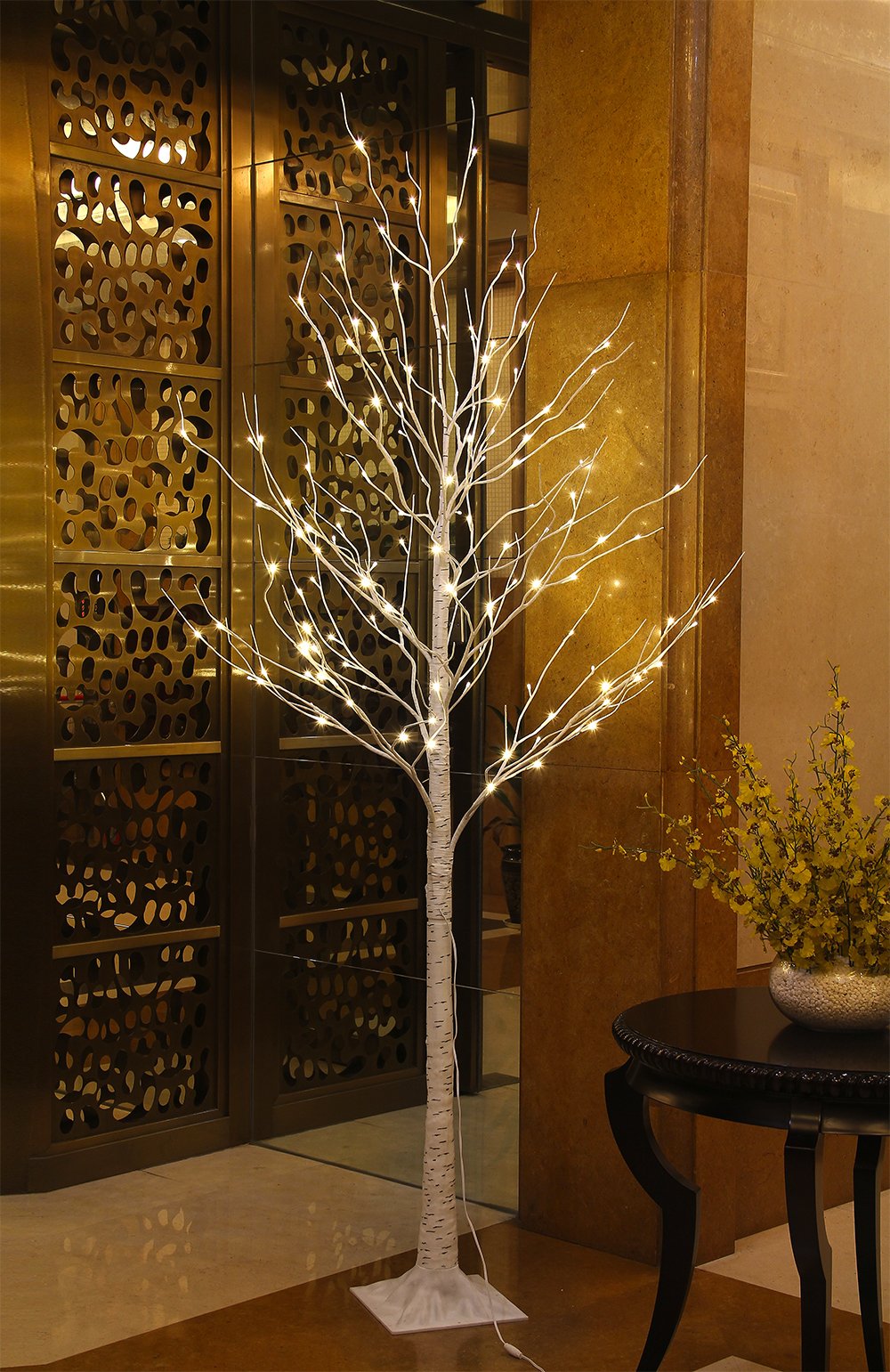 8FT 132 LED Birch Tree Warm White C6894