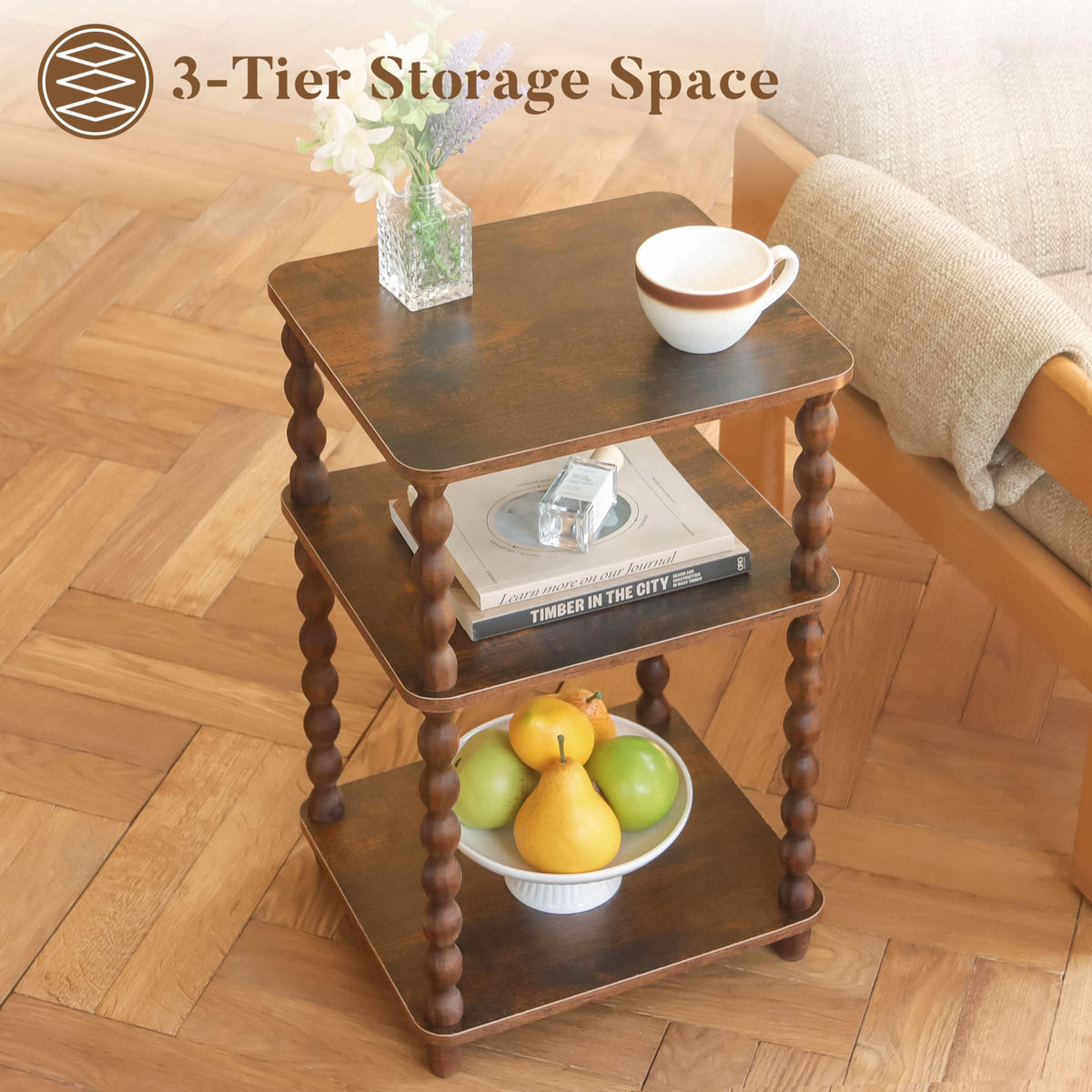 Small 3-Tier Side Table with Shelf X985615