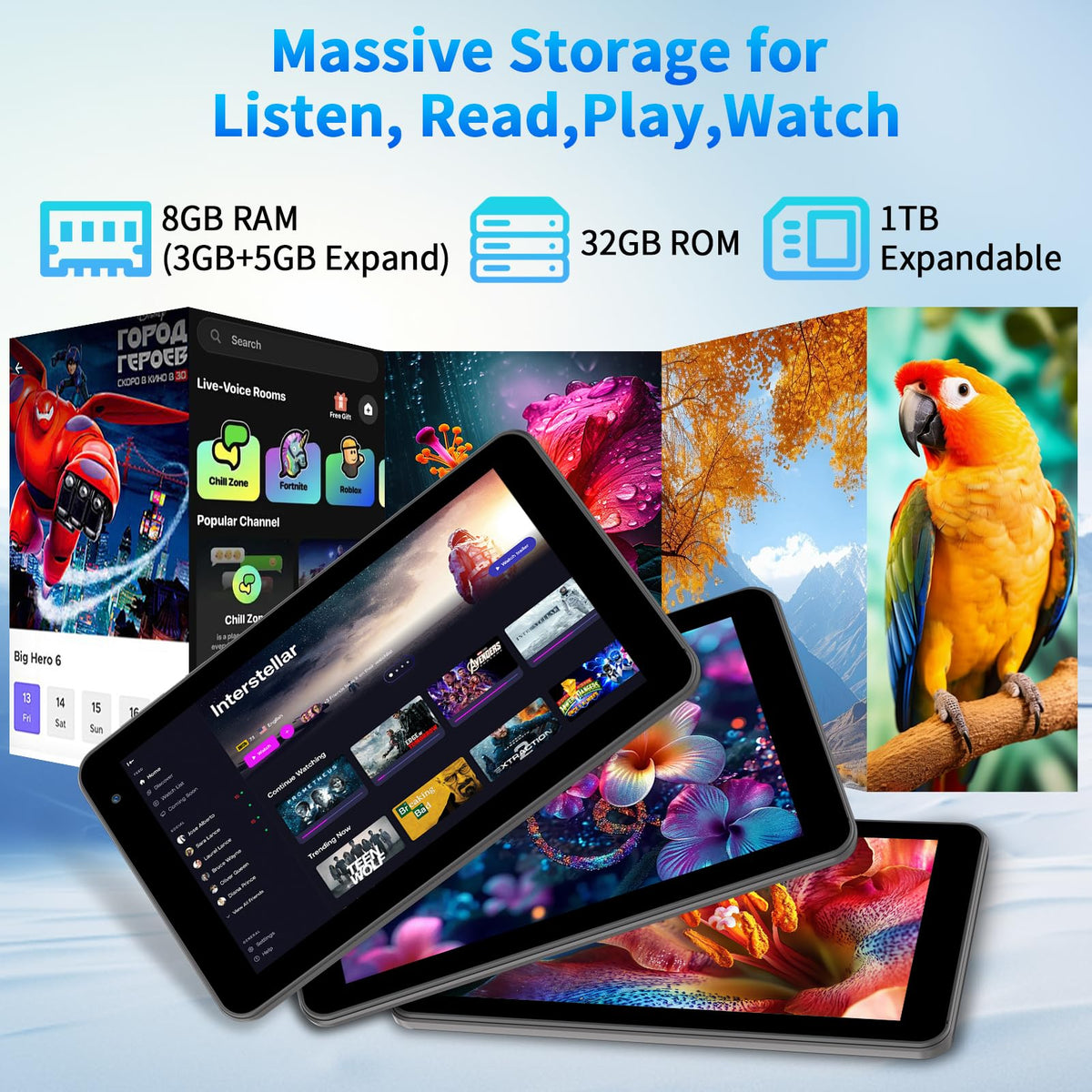 7 Inch Tablet with Case, 32GB+1TB Expand, 5G WiFi, IPS Display (Black) Z547354