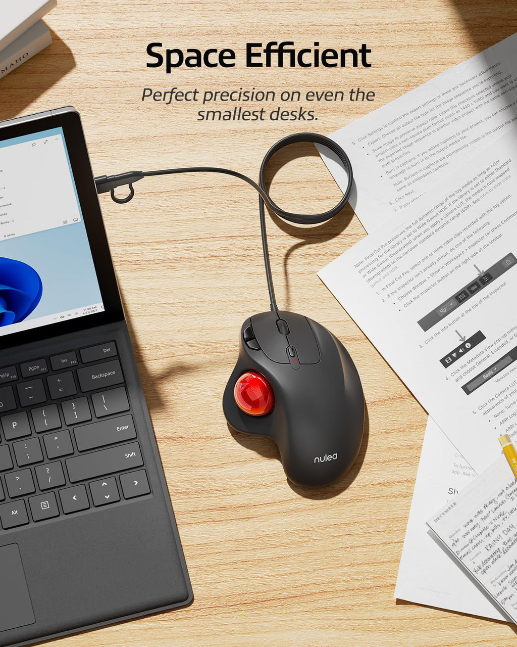 Wired Trackball Mouse Ergonomic Thumb Control H14679