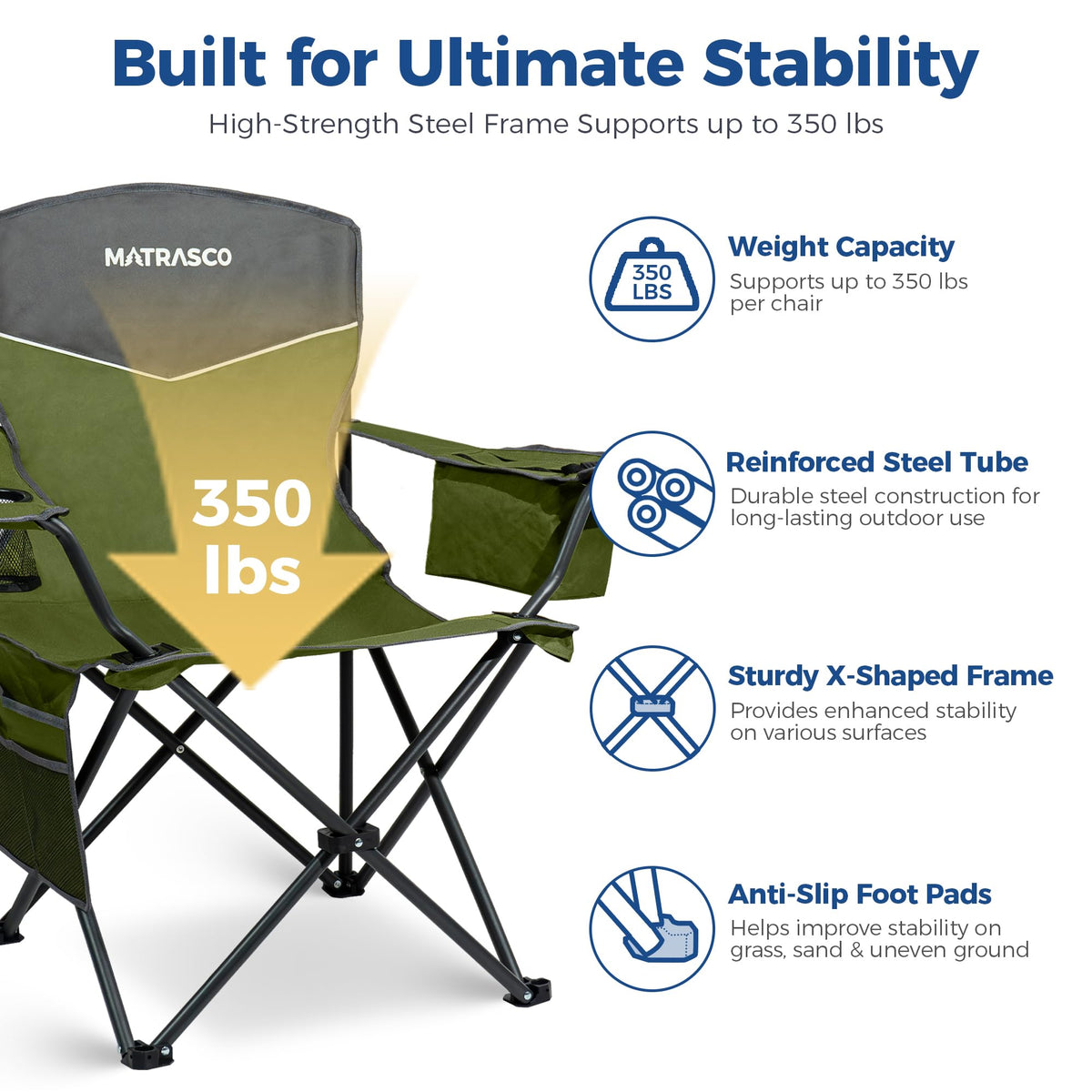 Green 2 Pack Folding Camping Chairs Z593938